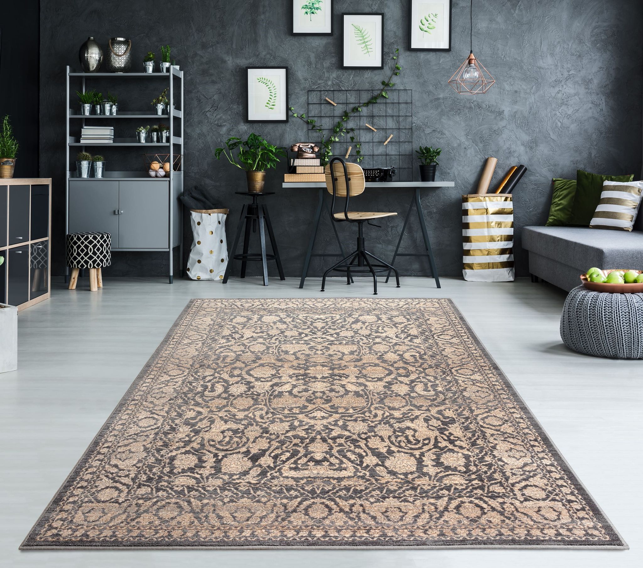 Persian carpet oriental grey and beige 160x230 cm