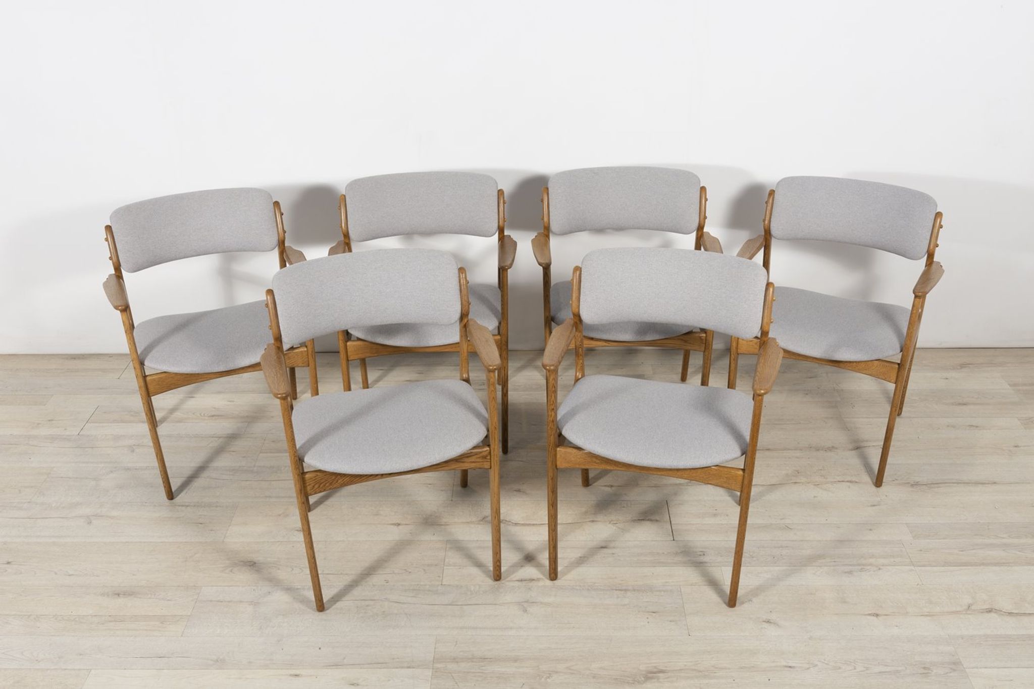 Oak Model 49 Dining Chairs by Erik Buch for Odense Maskinsnedkeri / O.D. Møbler, 1960s, Set of 6
