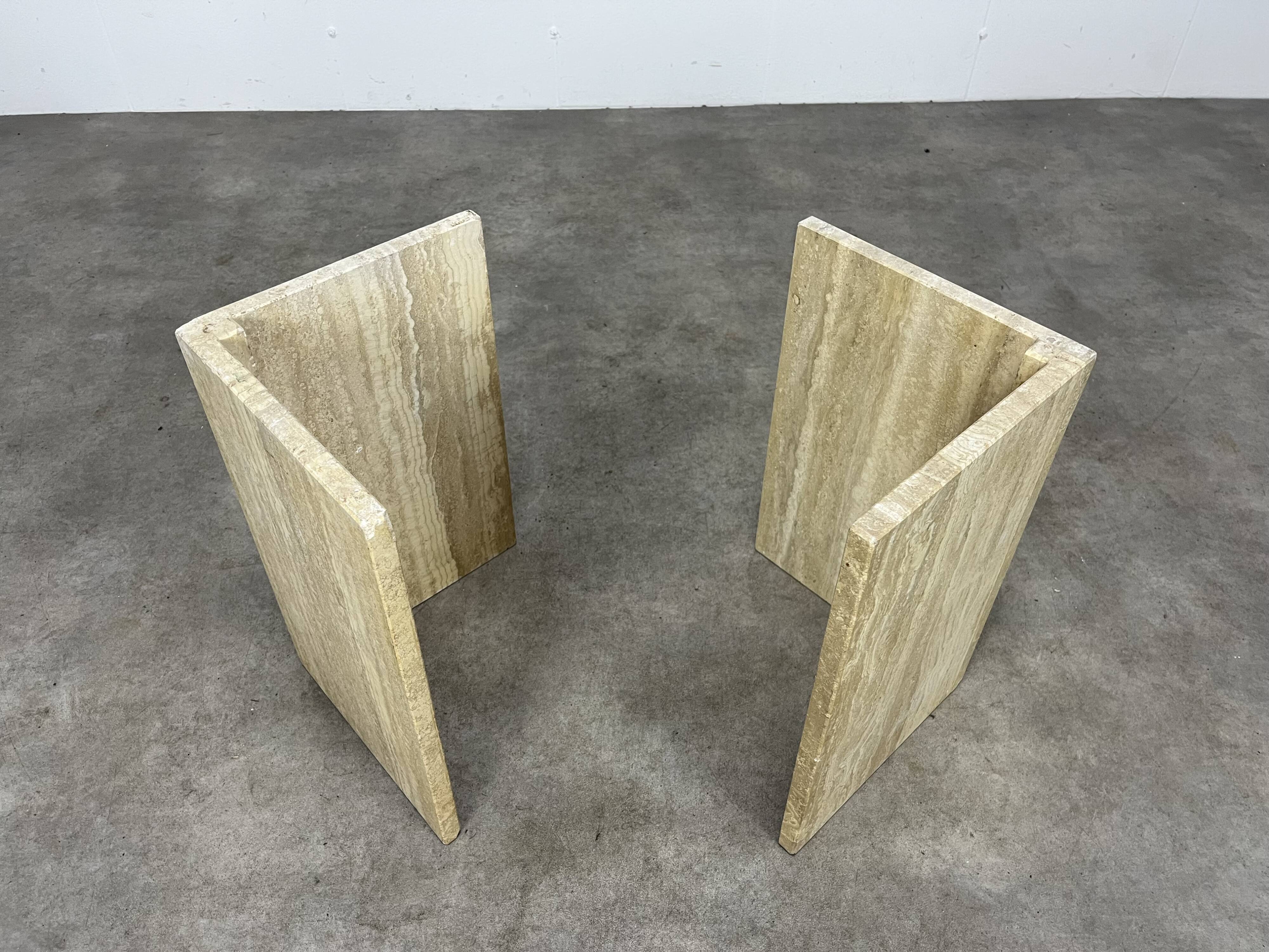 Travertine rectangular coffee table with rounded edges