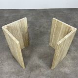 Table basse travertin rectangle bords arrondis