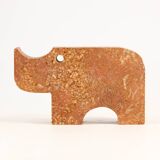 Set of 4 rhino sculptures in travertine by Fratelli Mannelli, 1970s