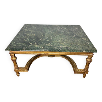 Coffee table in green marble and gilded wood, Louis XVI / Rococo style