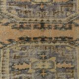 Faded Mustard Geometric Pattern Vintage Persian Runner Rug, 85x306 Cm