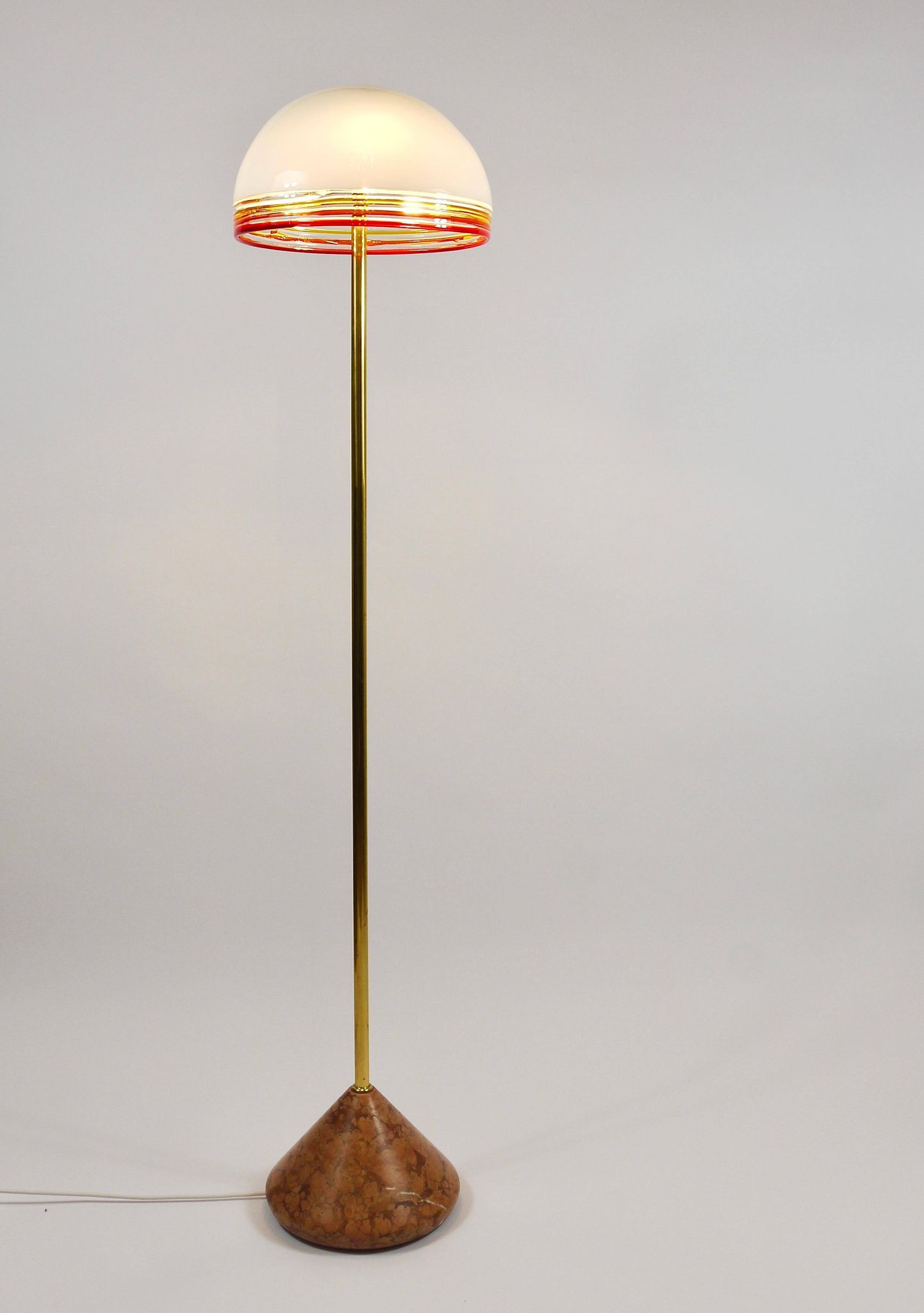 Roberto Pamio Febo floor lamp in marble, brass, and Murano glass by Leucos Italy.