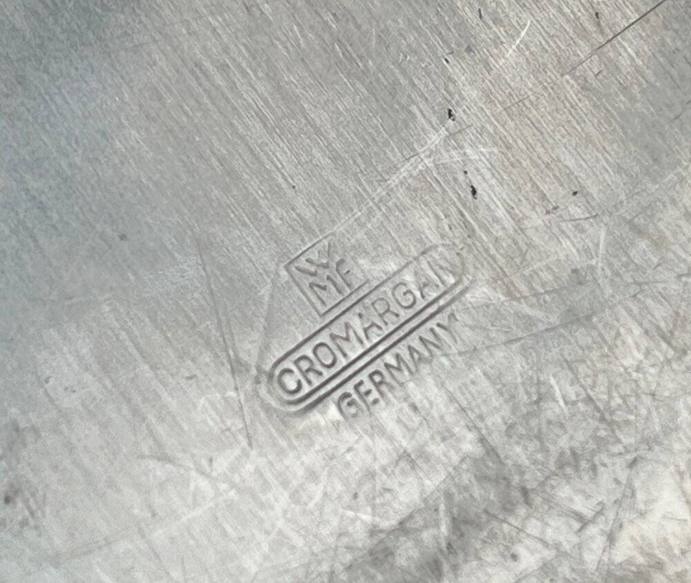 German Cromargan plate from the mid-century by WMF, 1960s.