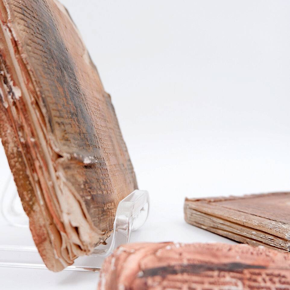 Set of 3 terracotta Books "Fond d'Atelier" N.Lebrun - Belgium 1980s