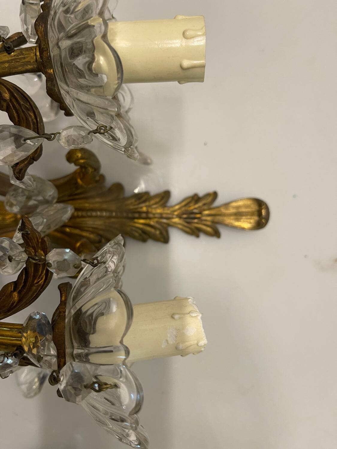 Crystal Bronze Sconces Set of 2 1950’s