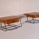 Scandinavian vintage hanging bedside pair in teak and metal