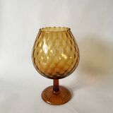 Pair of faceted amber glass vases from the 70s