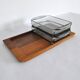 Danish Modern Teak Serving Tray with Glass Bowls by Wiggers, Denmark, 1960s