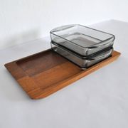 Danish Modern Teak Serving Tray with Glass Bowls by Wiggers, Denmark, 1960s