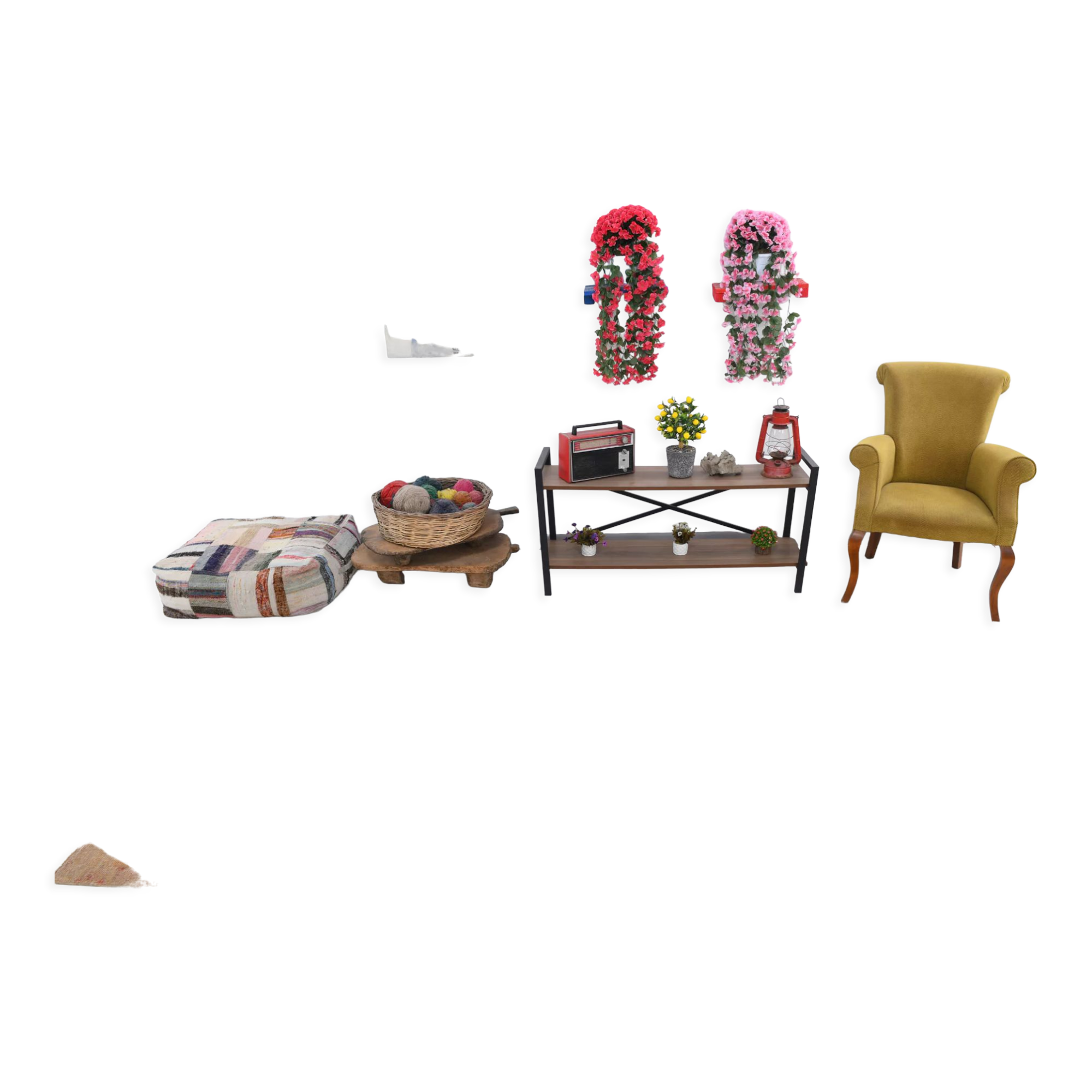 5x9 pale red & tan beige vintage rug 146x279cm