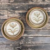 Set sandstone plates and faience Longchamps-head to head 2 people-70s