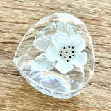 Vintage swarovski crystal jewerly box, frosted flower on the lid. signed, beautiful gift/