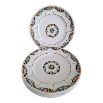 Assiettes Plates en Faïence Ancienne de Longwy Modèle Genève Vintage