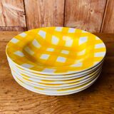 Set of 8 hollow plates Digoin yellow Scottish model 50-60s