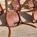 6 chaises Baumann en bois et simili cuir