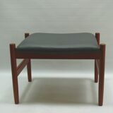 Ottoman stool, teak and leather, Spottrup, Denmark, 1960s