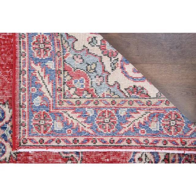 Vintage Turkish Oushak Handmade Wool Cotton Red Area Rug 124x209