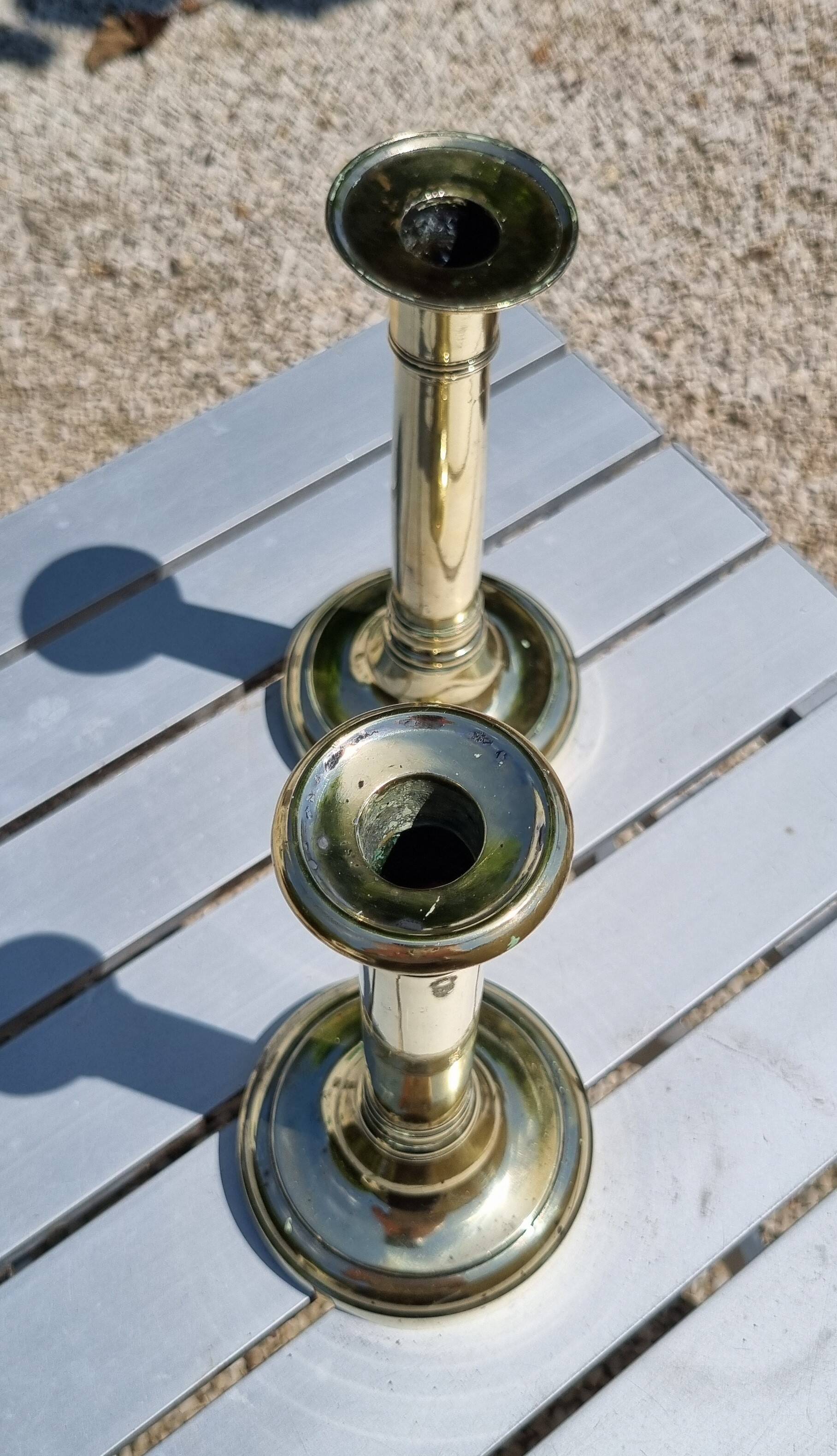 Pair of copper candlesticks