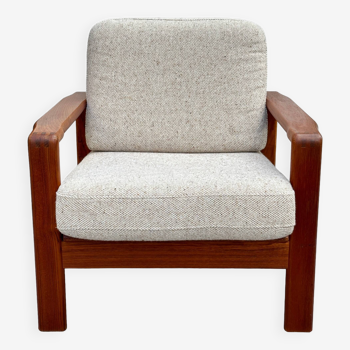 Vintage Scandinavian armchair in teak and wool - 1960s