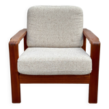 Vintage Scandinavian armchair in teak and wool - 1960s