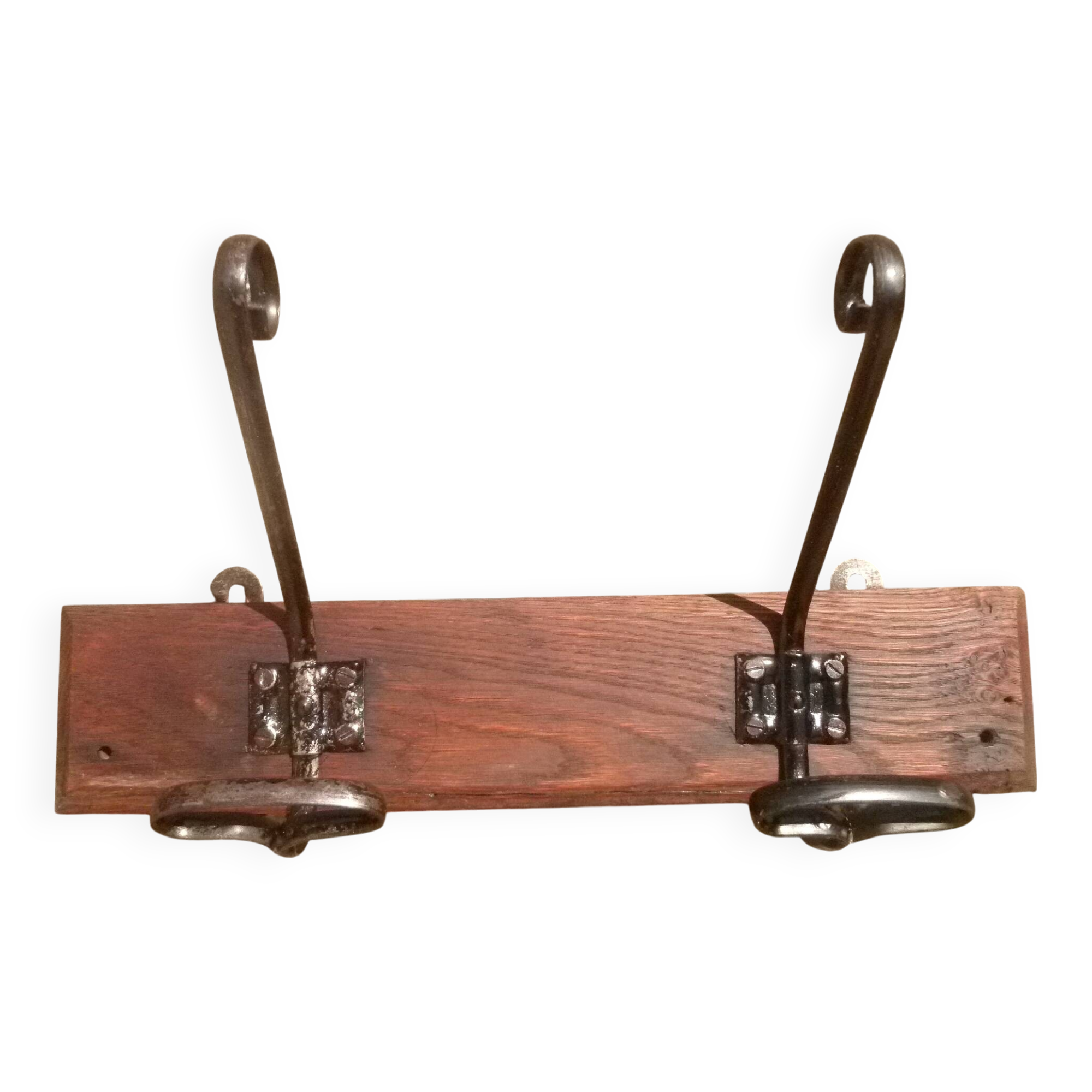 Metal and solid wood hooks, vintage