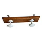 Wall-mounted coat rack with 2 hooks, vintage 1960s white lacquered metal.