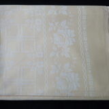 Vintage tablecloth in damask cotton champagne color