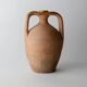 Vintage terracotta amphora vase from the 1930s, handcrafted Italian jug with two handles, fine linear decoration, rustic decoration, gift idea.