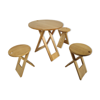 Table set - 3 Roger Tallon 1970s folding stools