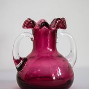 Mini vintage pink vase with frill, Europe, 1960s