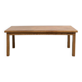 Solid oak farmhouse table, square legs.