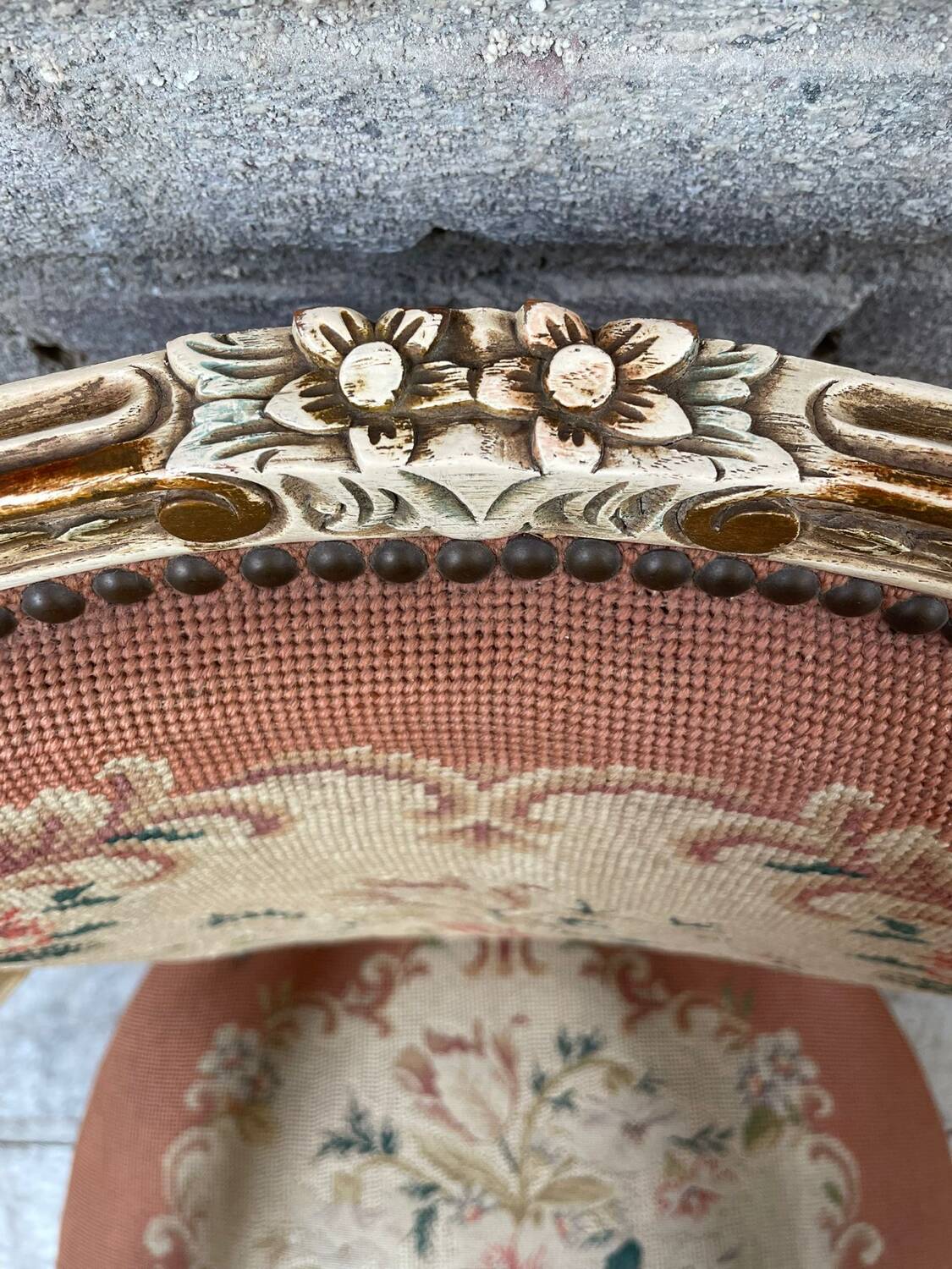 French Armchair with Floral Tapestry