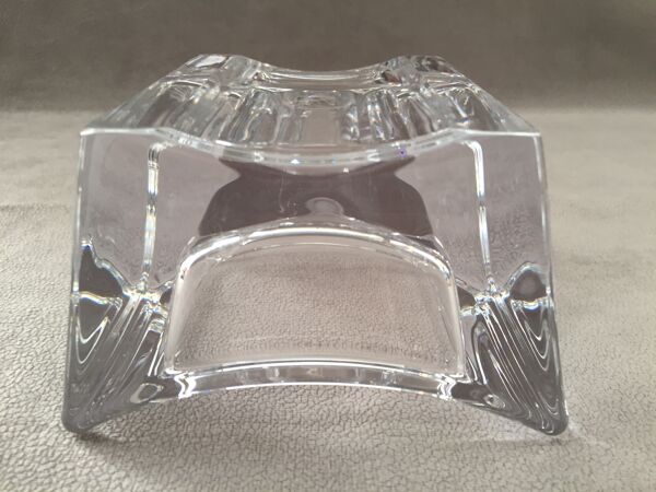 Gros cendrier en cristal massif moderniste design monogramme ''sa'' art