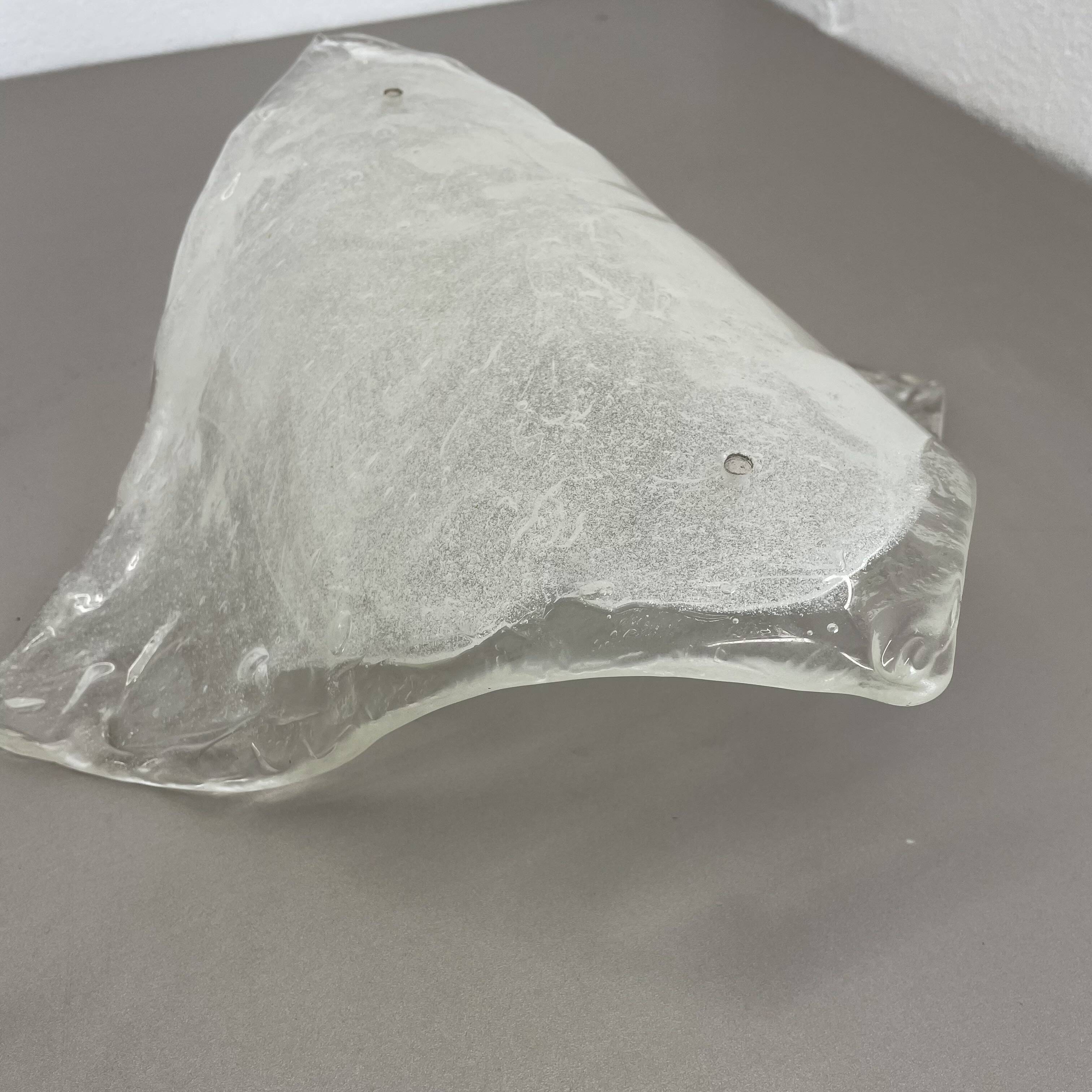 Large Organic Hollywood Regency Ice Glass Wall Light by Kalmar Lights, 1970