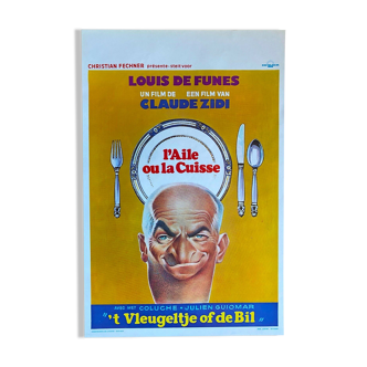 Belgian poster "L'aile ou la cuisse" coluche, louis de funes, 36x55cm