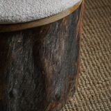 Sculptural brutalist armchair handcrafted in solid pine, Wabi Sabi style, Sweden, 1970s.