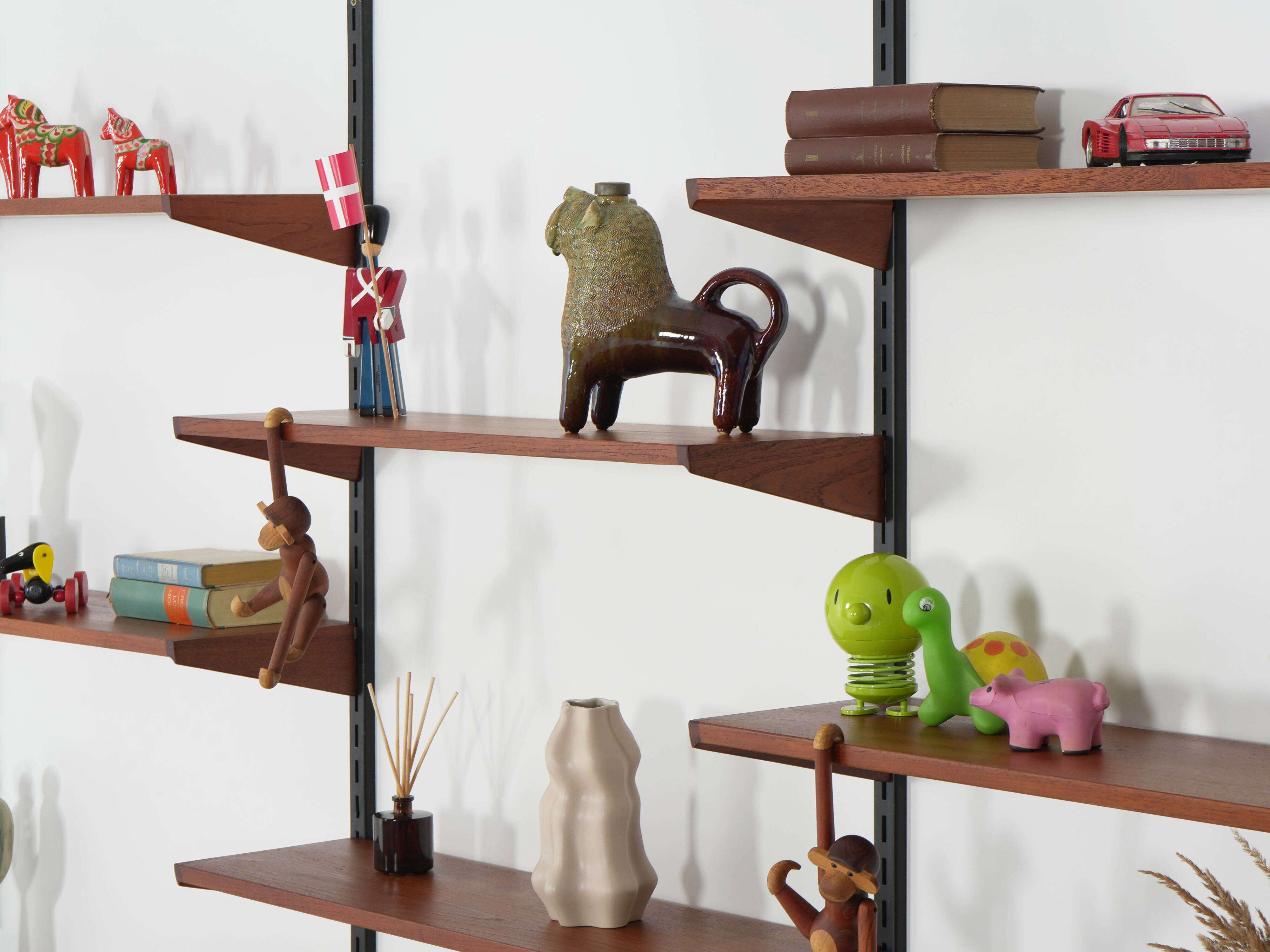 Modular shelving Kai Kristiansen, teak veneer, Danish design 1960s