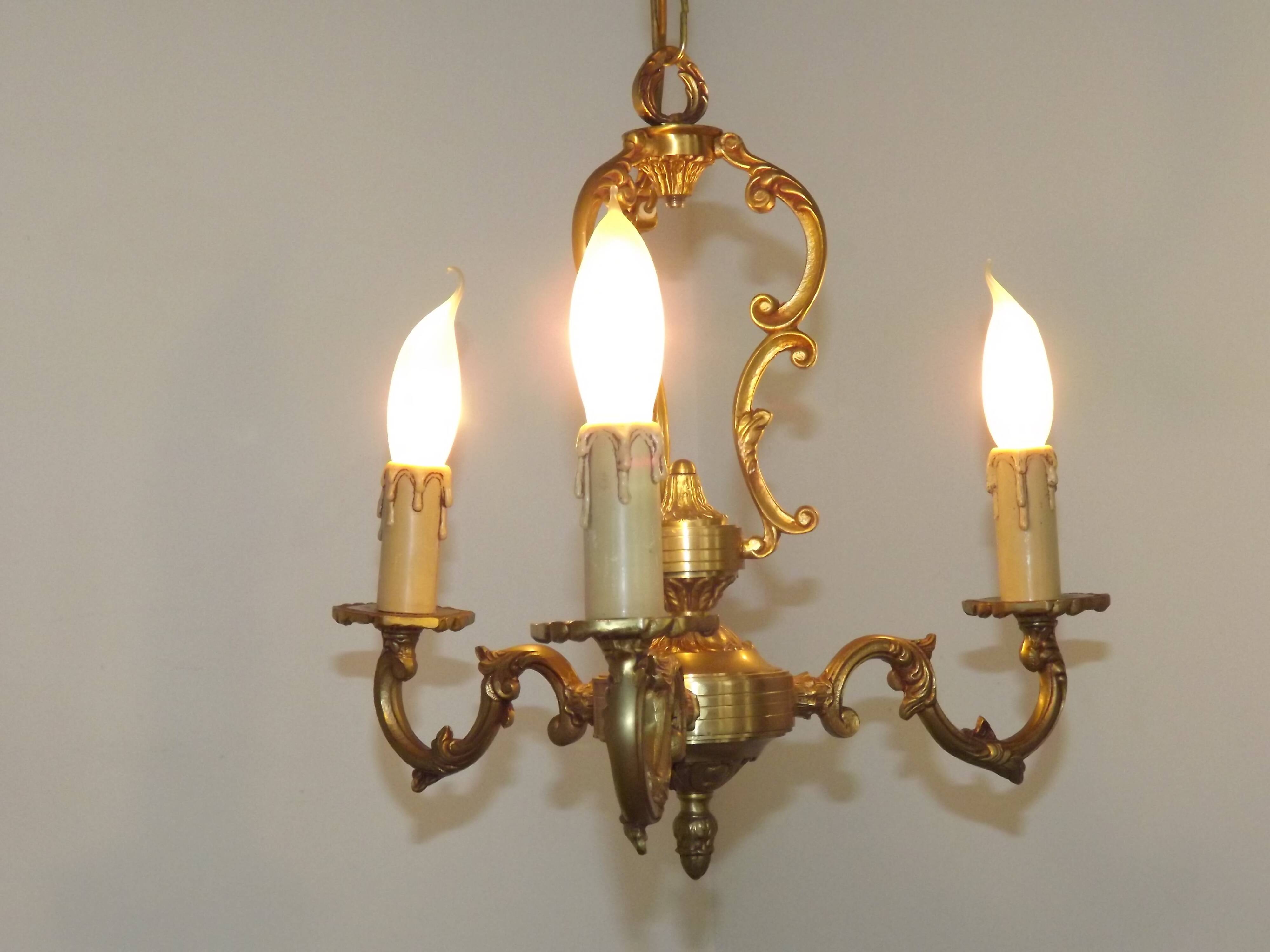 French Art Nouveau Bronze 3 Light Acanthus Detail Cage Candlestick 5476