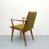 1950s armchair in cherrywood, green fabric