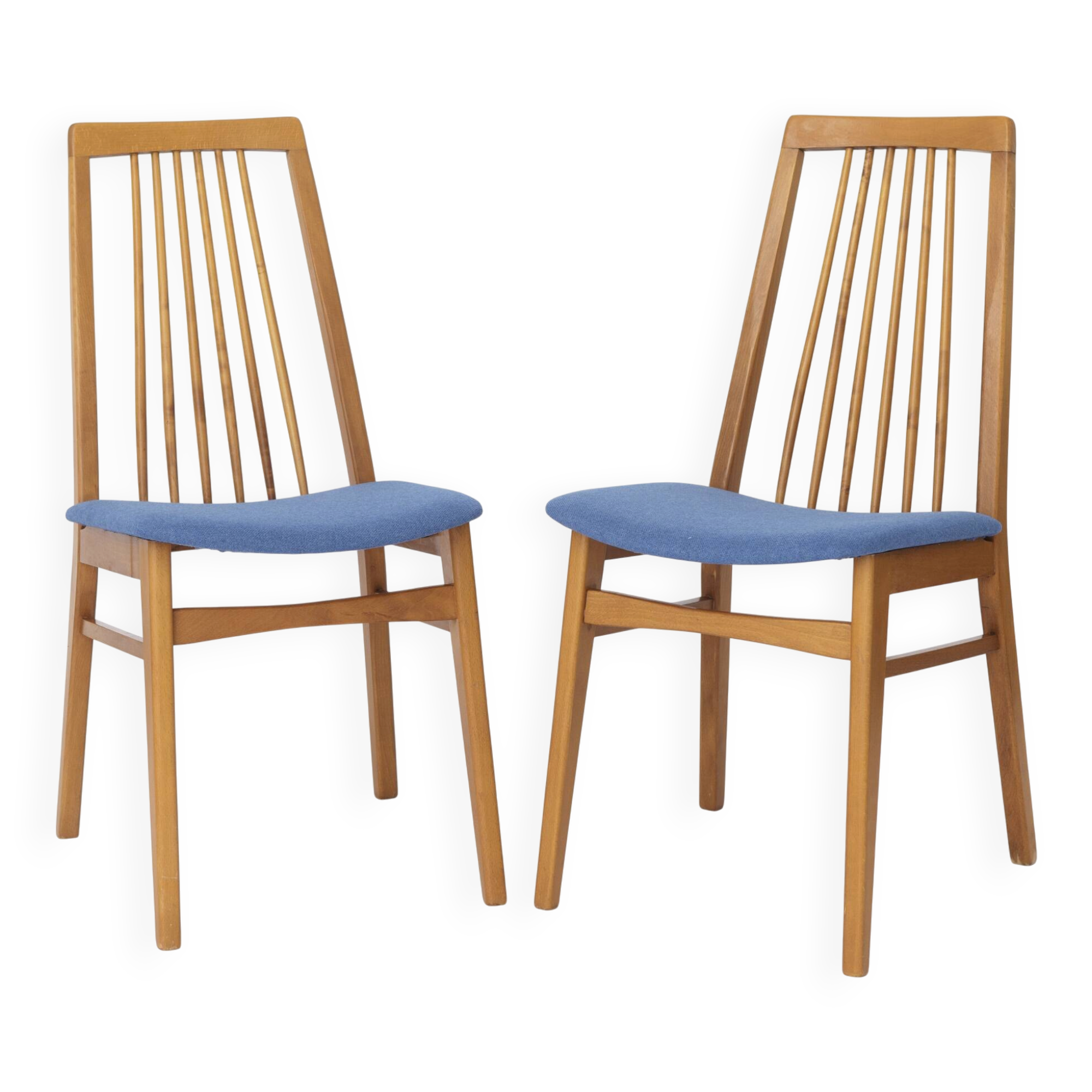 2 of 6 Vintage Dining Chairs, 1960s German Design, Mid Century Modern Beech