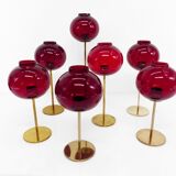 Set of 7 Hans-Agne Jakobsson AB Markaryd NR135 red tealight holders, Sweden, c