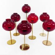 Set of 7 Hans-Agne Jakobsson AB Markaryd NR135 red tealight holders, Sweden, c