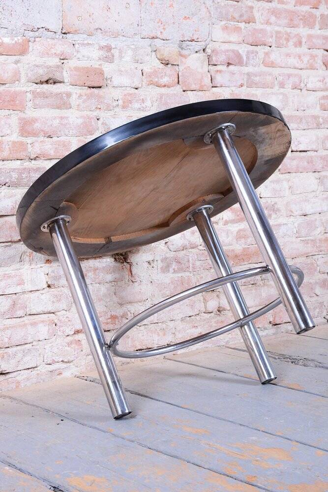 Czech Bauhaus Round Coffee Table in Chrome-Plated Steel, 1930s