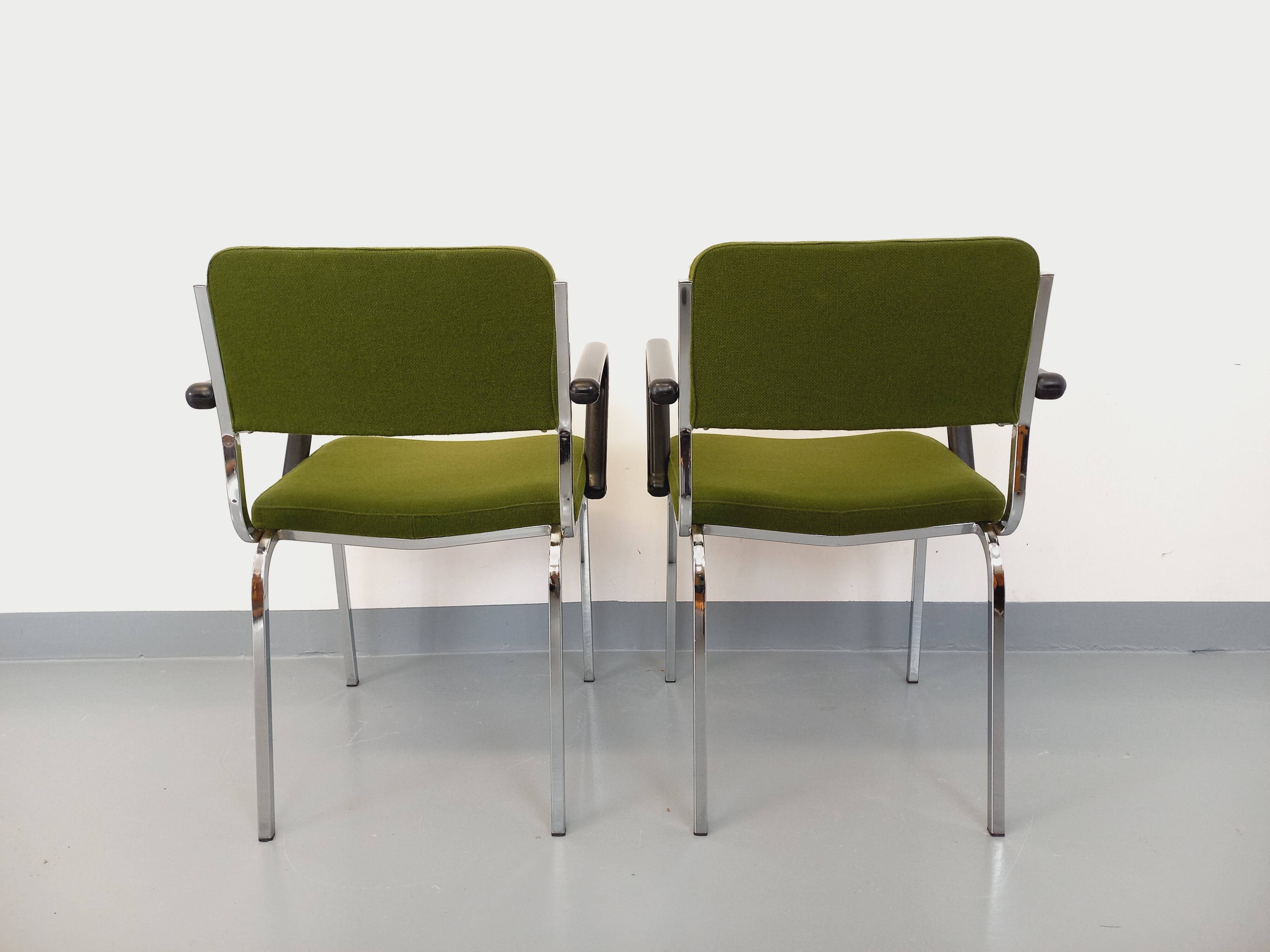 Pair of vintage fabric and chrome armchairs from the 70s