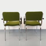 Pair of vintage fabric and chrome armchairs from the 70s
