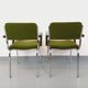 Pair of vintage armchairs in fabric and chrome from the 1970s.
