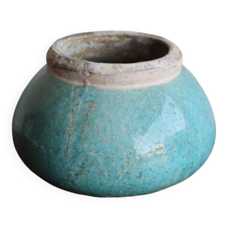 Turquoise raku ceramic vase