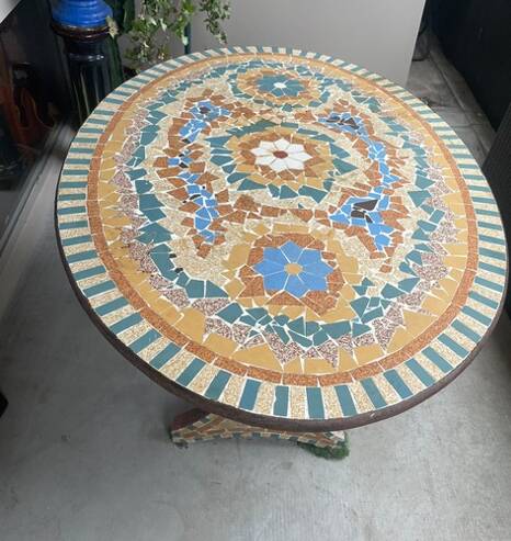 Mosaic garden table, 1950s, craftsman from Drôme